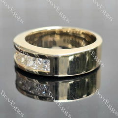 Princess channel set moissanite engagement ring/wedding band for man| Doveggs