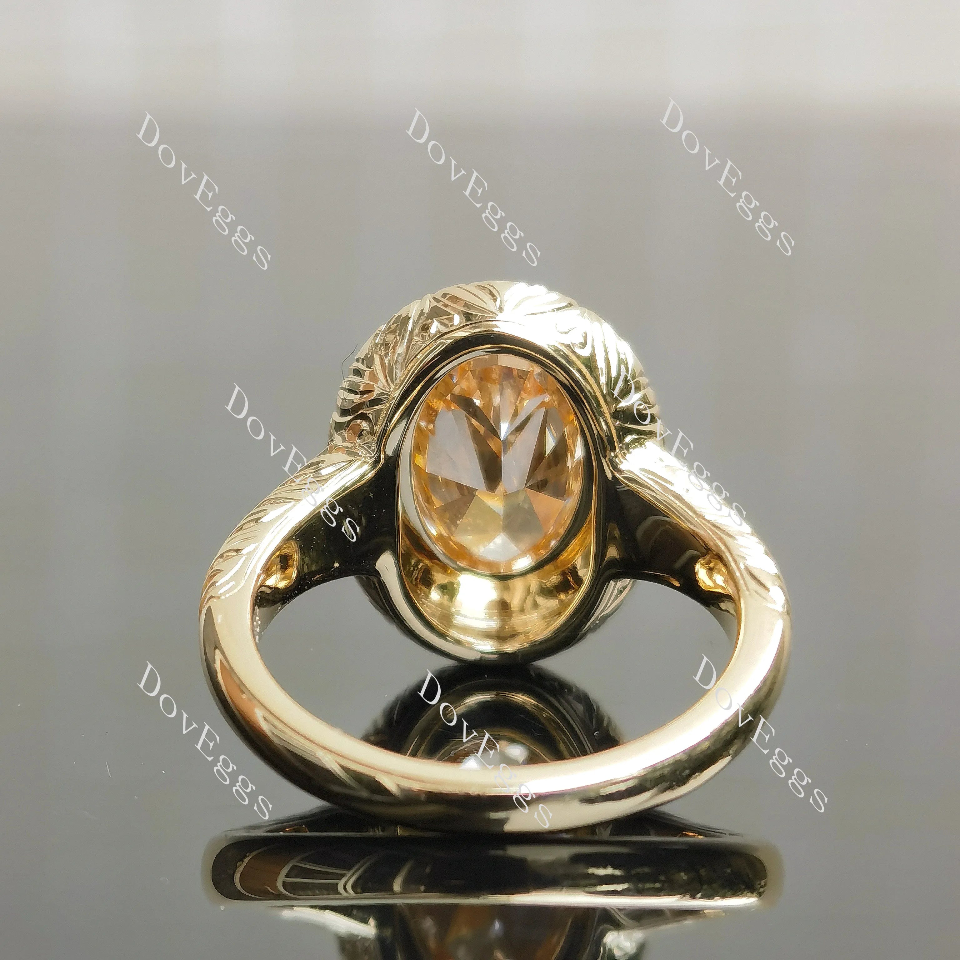 Halo carved shank engagement ring semi-mount only(Exclusively to DovEggs Stones)