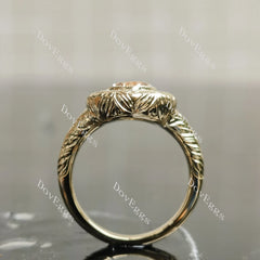 Halo carved shank engagement ring semi-mount only(Exclusively to DovEggs Stones)
