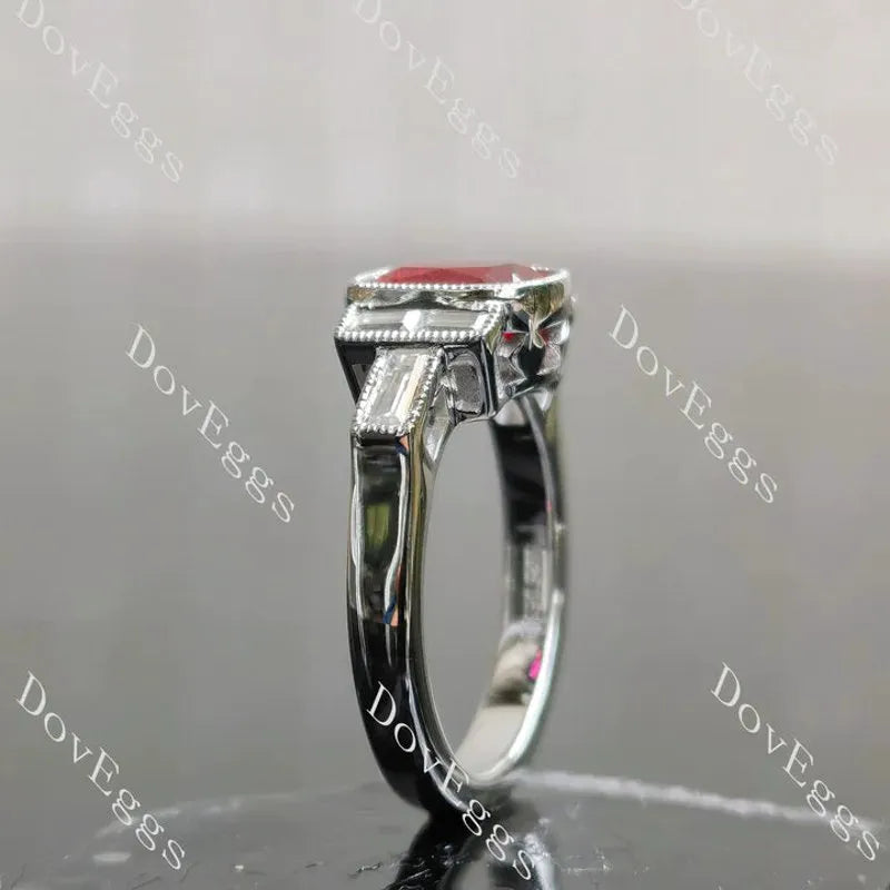 Vintage bezel milgrain side stones lab diamond engagement ring semi-mount only(Exclusively to DovEggs Stones)