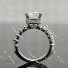Emerald side stones moissanite engagement ring| DovEggs
