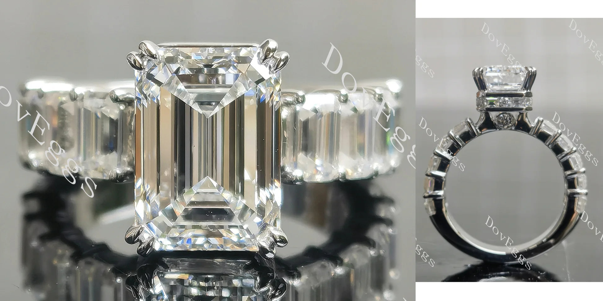 Side stones lab diamond engagement ring semi-mount only(Exclusively to DovEggs Stones)