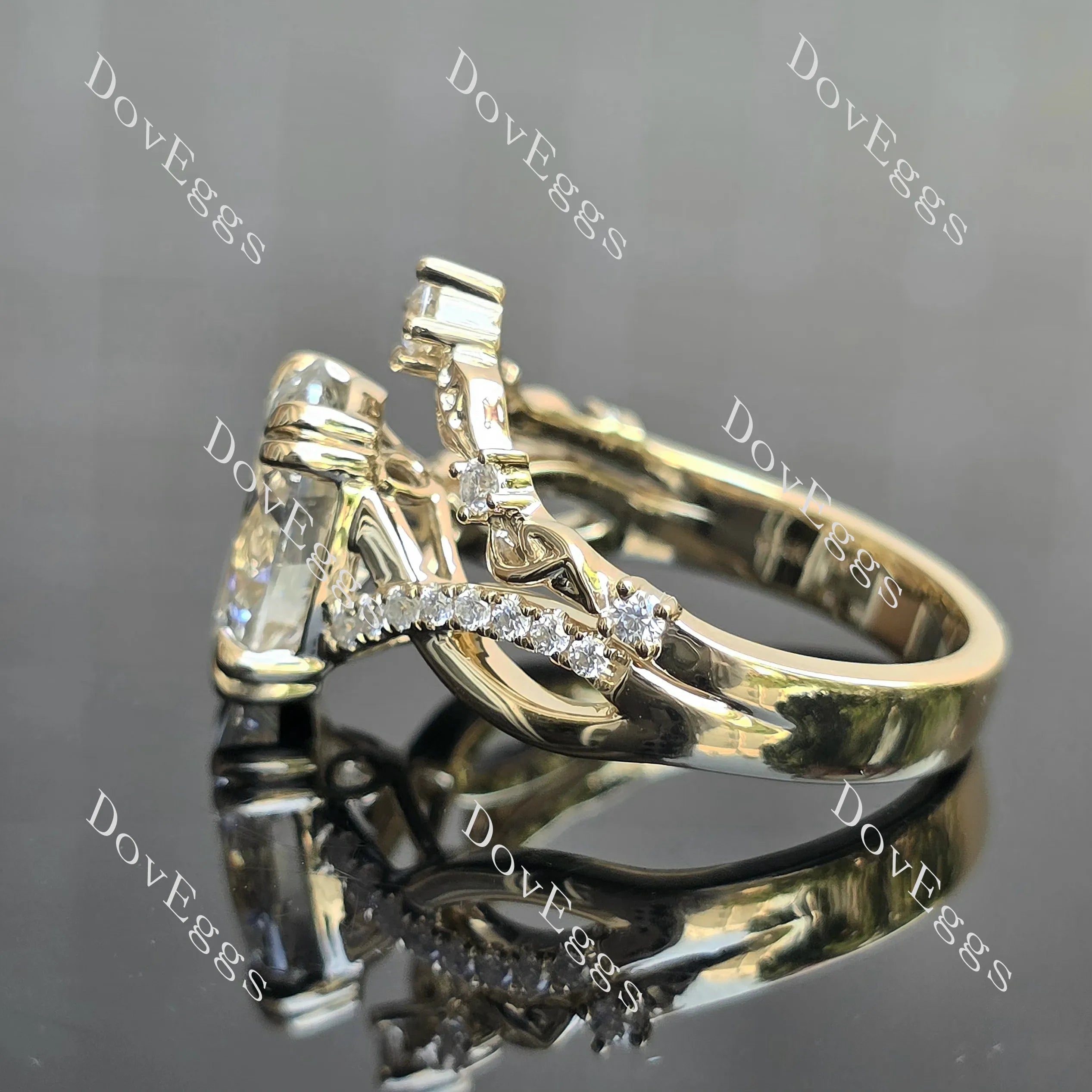 Oval vine & leaf pave moissanite engagement ring| DovEggs