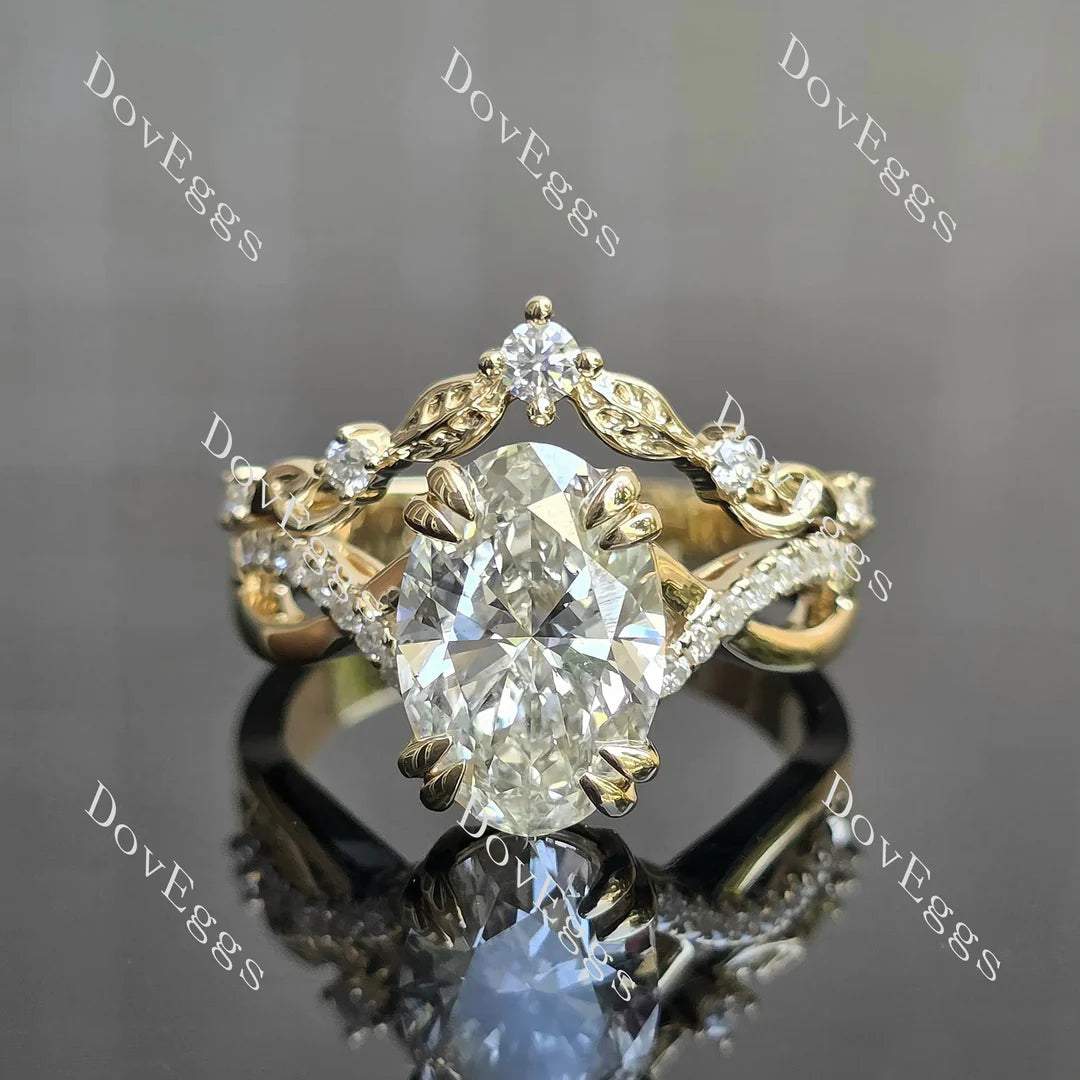 Pave vine & leaf lab diamond engagement ring set semi-mount only(Exclusively to DovEggs Stones)