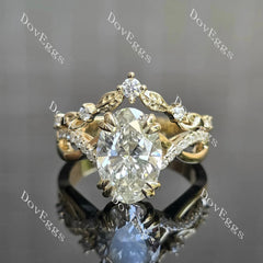 Pave vine & leaf lab diamond engagement ring set semi-mount only(Exclusively to DovEggs Stones)