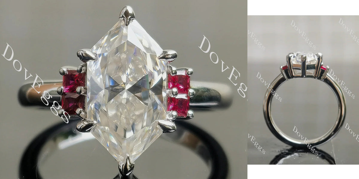 Brenn-Marquise side stones lab diamond engagement ring semi-mount only(Exclusively to DovEggs Stones)