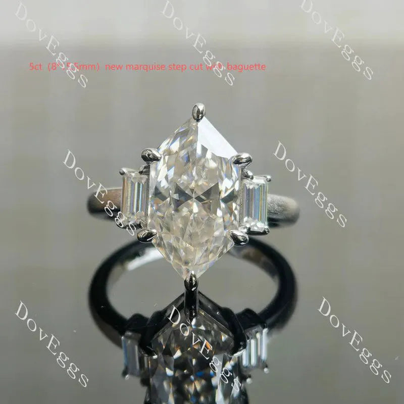 Brenn-Marquise side stones lab diamond engagement ring semi-mount only(Exclusively to DovEggs Stones)