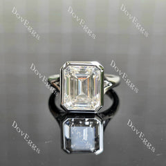 Emerald bezel solitaire moissanite engagement ring| DovEggs