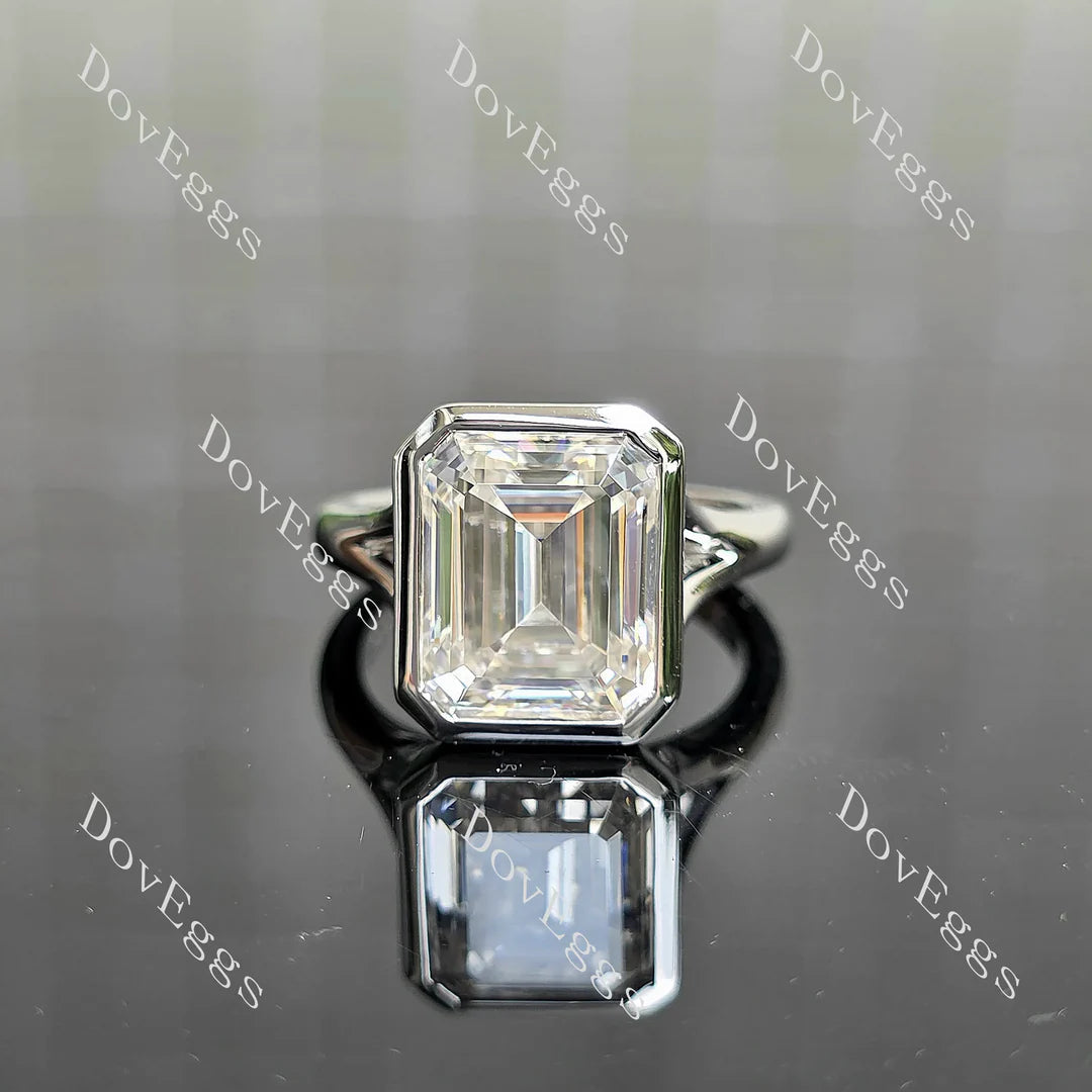 Solitaire bezel lab diamond engagement ring semi-mount only(Exclusively to DovEggs Stones)