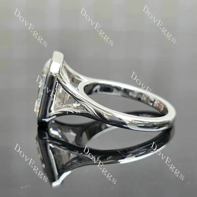 Solitaire bezel lab diamond engagement ring semi-mount only(Exclusively to DovEggs Stones)