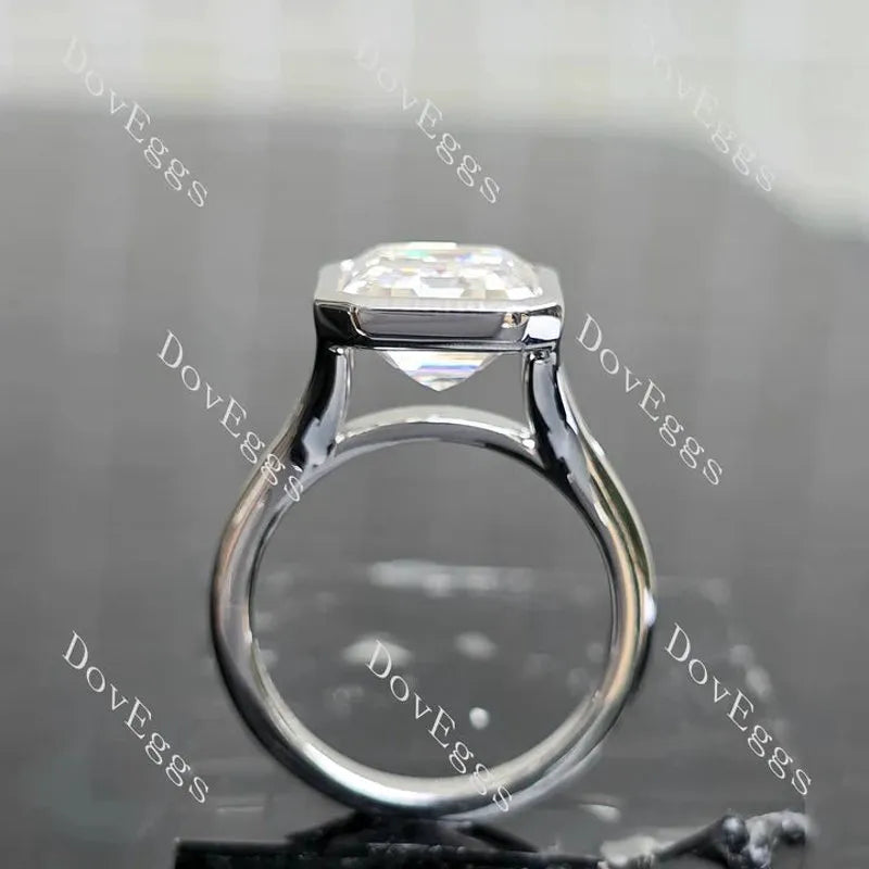 Solitaire bezel lab diamond engagement ring semi-mount only(Exclusively to DovEggs Stones)