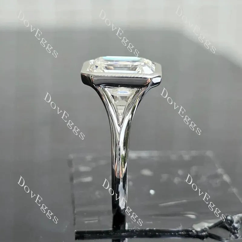 Solitaire bezel lab diamond engagement ring semi-mount only(Exclusively to DovEggs Stones)