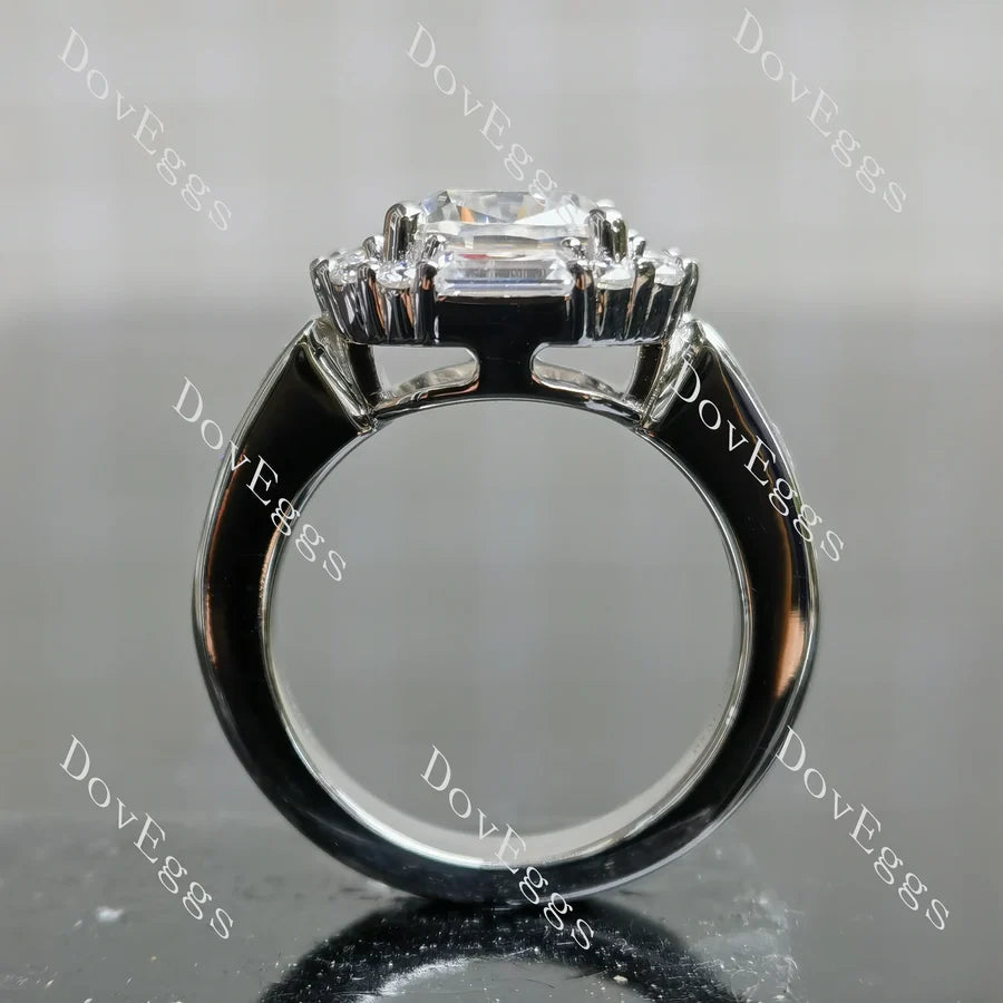 Halo art deco lab diamond engagement ring semi-mount only(Exclusively to DovEggs Stones)