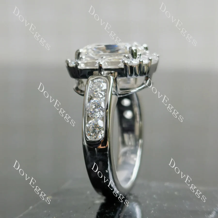 Halo art deco lab diamond engagement ring semi-mount only(Exclusively to DovEggs Stones)