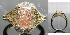 Radiant carved art deco moissanite engagement ring| DovEggs