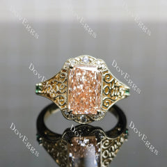 Radiant carved art deco moissanite engagement ring| DovEggs
