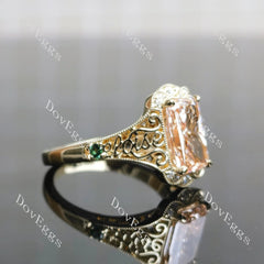 Radiant carved art deco moissanite engagement ring| DovEggs