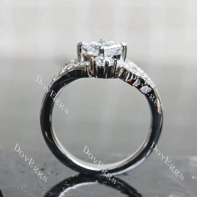 Floral art deco lab diamond engagement ring semi-mount only(Exclusively to DovEggs Stones)