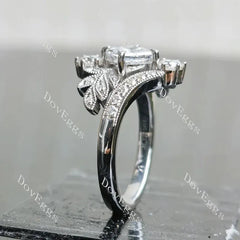 Floral art deco lab diamond engagement ring semi-mount only(Exclusively to DovEggs Stones)