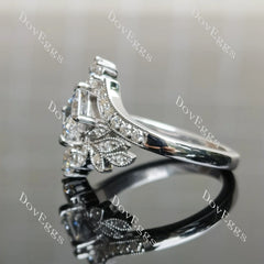 Princess floral art deco moissanite engagement ring| DovEggs
