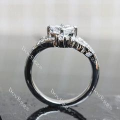 Princess floral art deco moissanite engagement ring| DovEggs