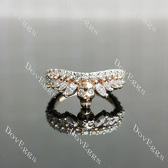 Gothic skull crown marquise round moissanite wedding band-1.8mm band width| Doveggs
