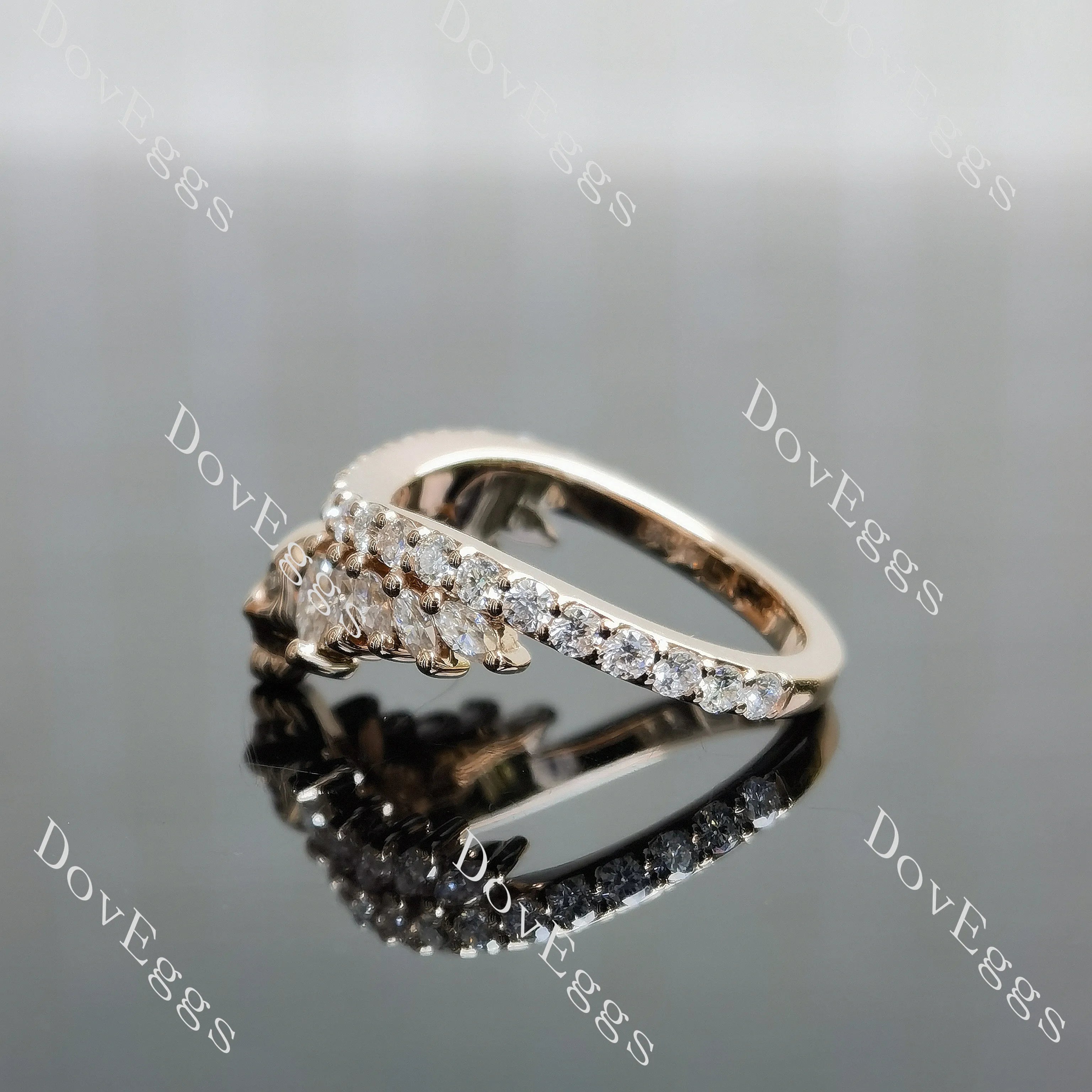 Gothic skull crown marquise round moissanite wedding band-1.8mm band width| Doveggs
