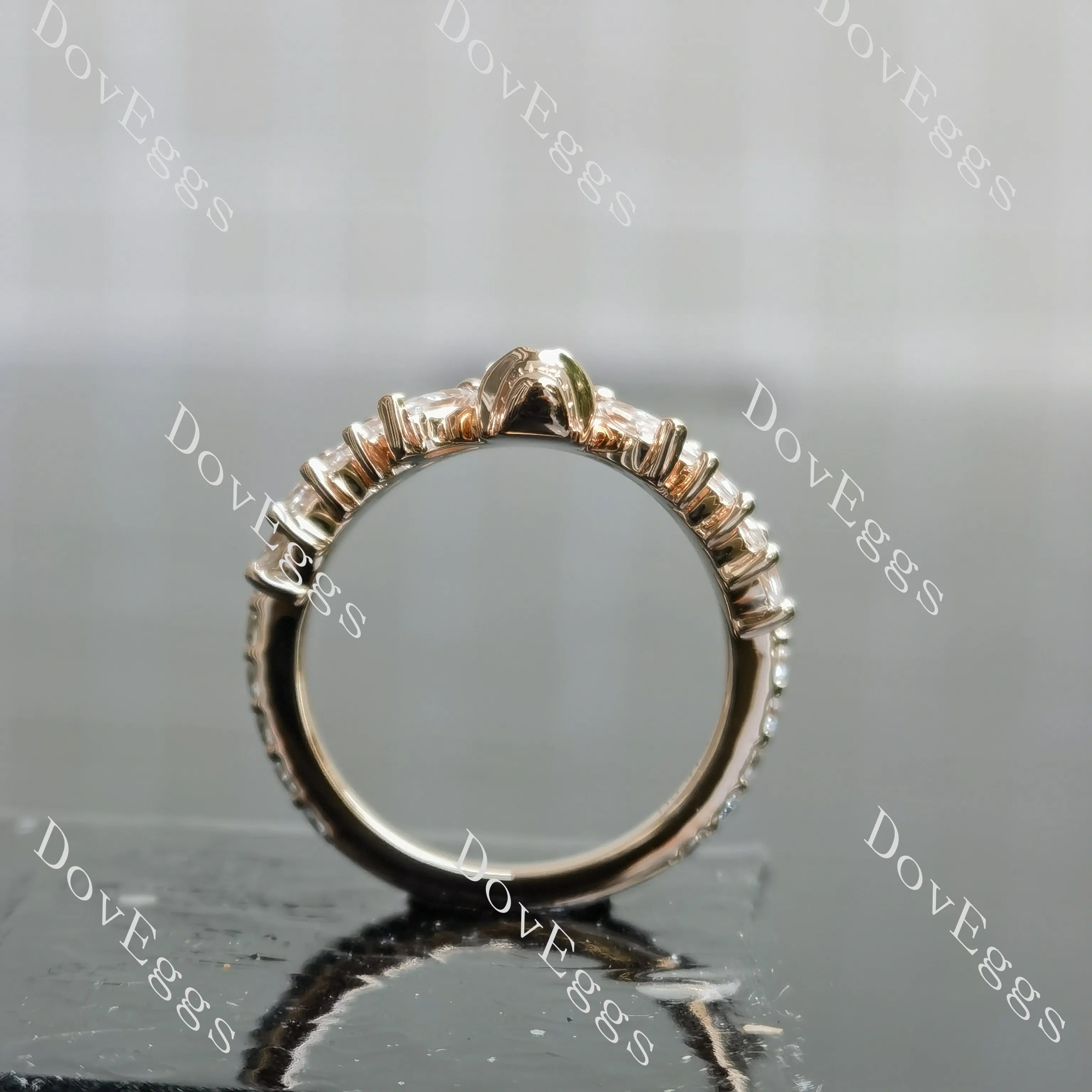 Gothic skull crown marquise round moissanite wedding band-1.8mm band width| Doveggs