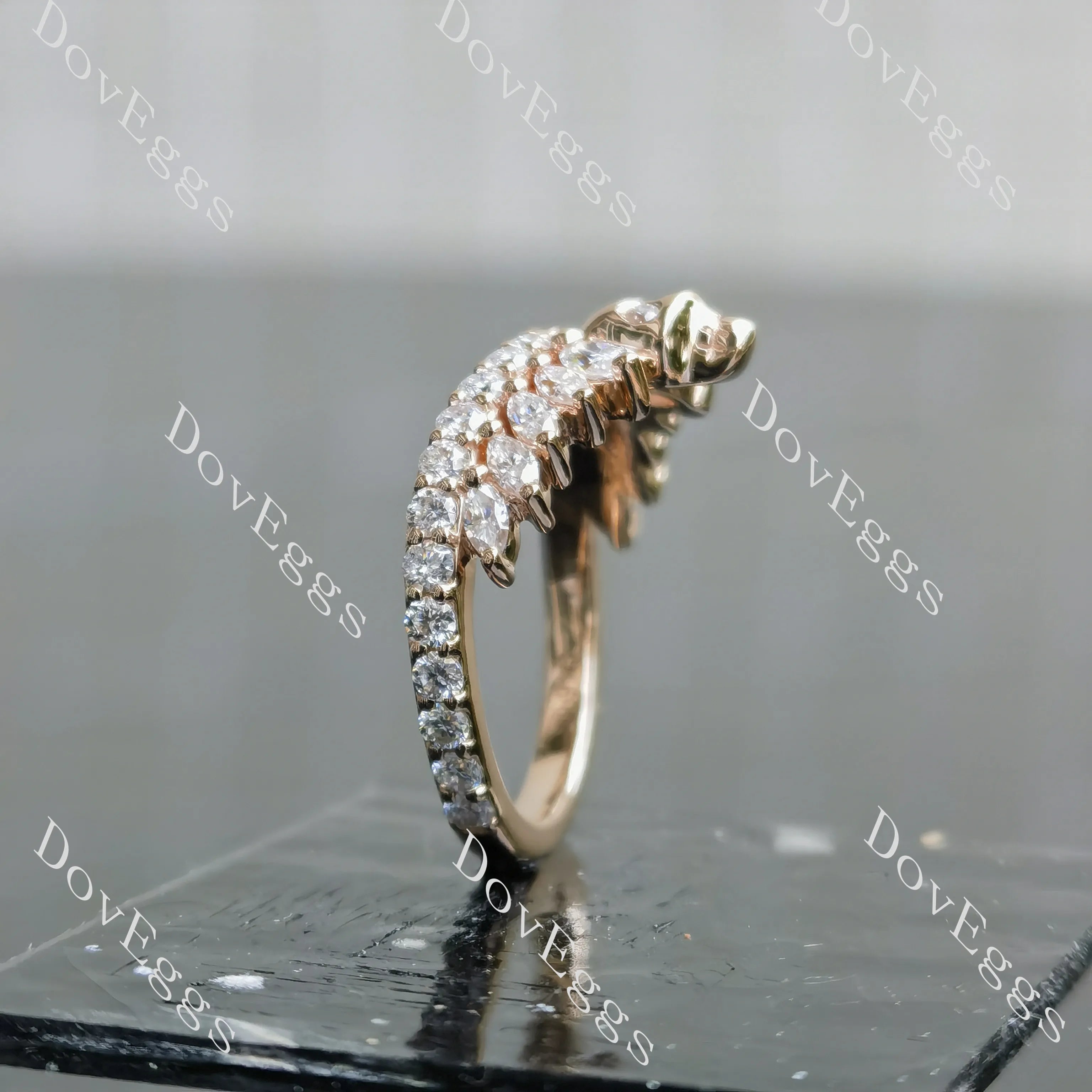 Gothic skull crown marquise round moissanite wedding band-1.8mm band width| Doveggs