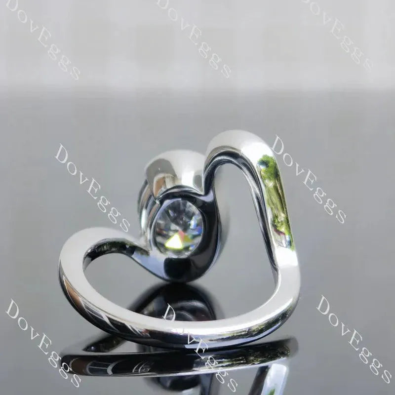 Solitaire twist bezel lab diamond engagement ring semi-mount only(Exclusively to DovEggs Stones)