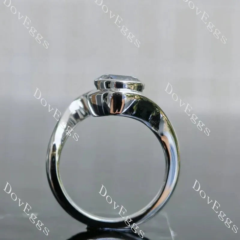 Solitaire twist bezel lab diamond engagement ring semi-mount only(Exclusively to DovEggs Stones)