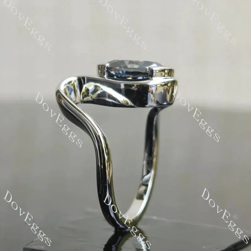 Solitaire twist bezel lab diamond engagement ring semi-mount only(Exclusively to DovEggs Stones)