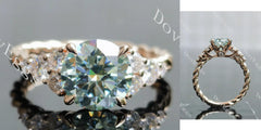 Side stones twisted shank lab diamond engagement ring semi-mount only(Exclusively to DovEggs Stones)