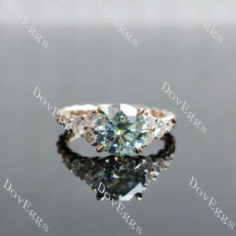 Side stones twisted shank lab diamond engagement ring semi-mount only(Exclusively to DovEggs Stones)