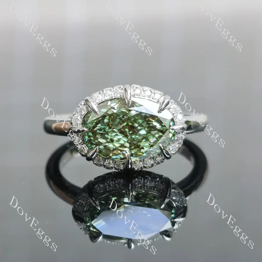 Art deco pave lab diamond engagement ring semi-mount only(Exclusively to DovEggs Stones)