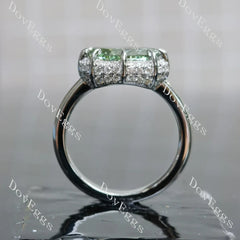 Art deco pave lab diamond engagement ring semi-mount only(Exclusively to DovEggs Stones)