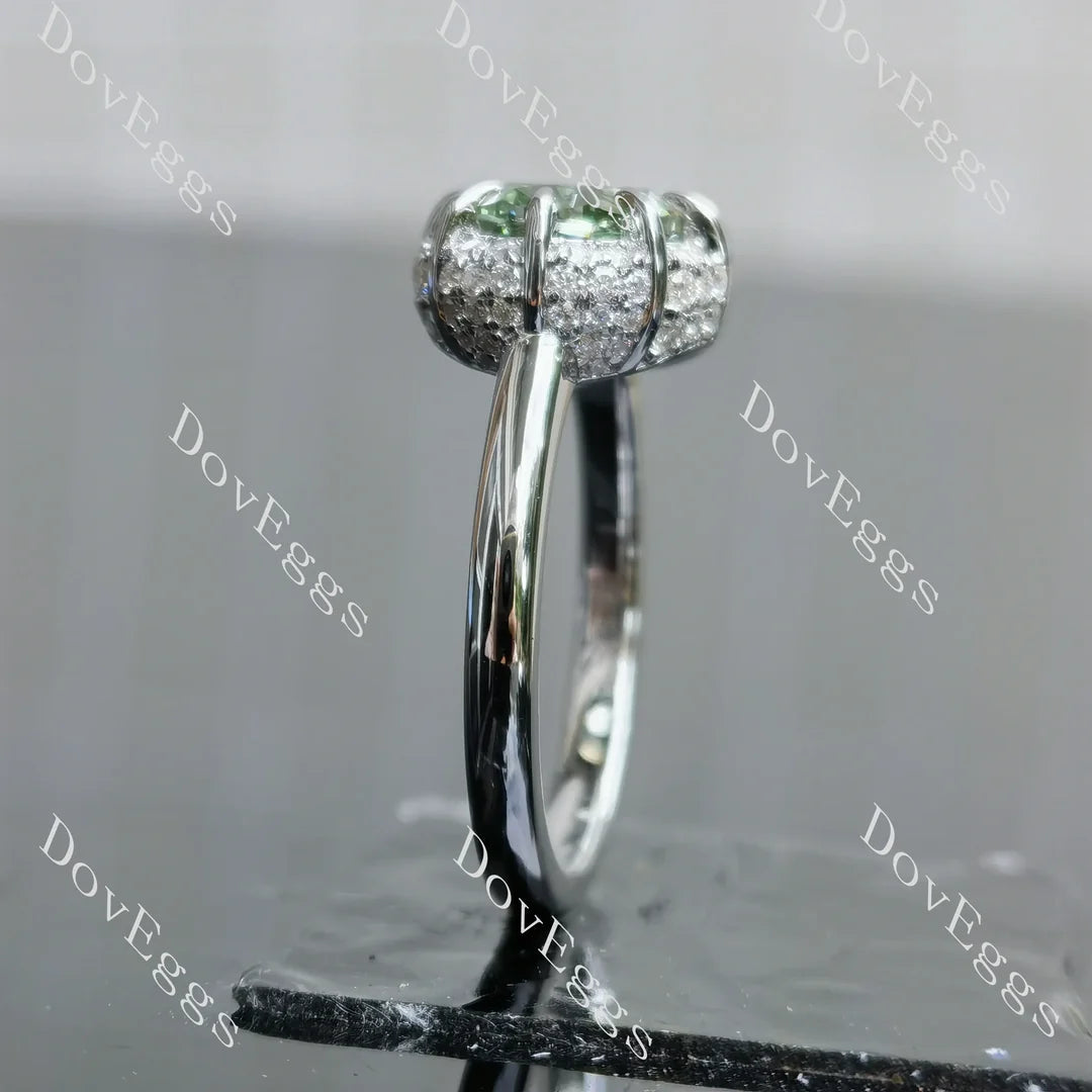 Art deco pave lab diamond engagement ring semi-mount only(Exclusively to DovEggs Stones)