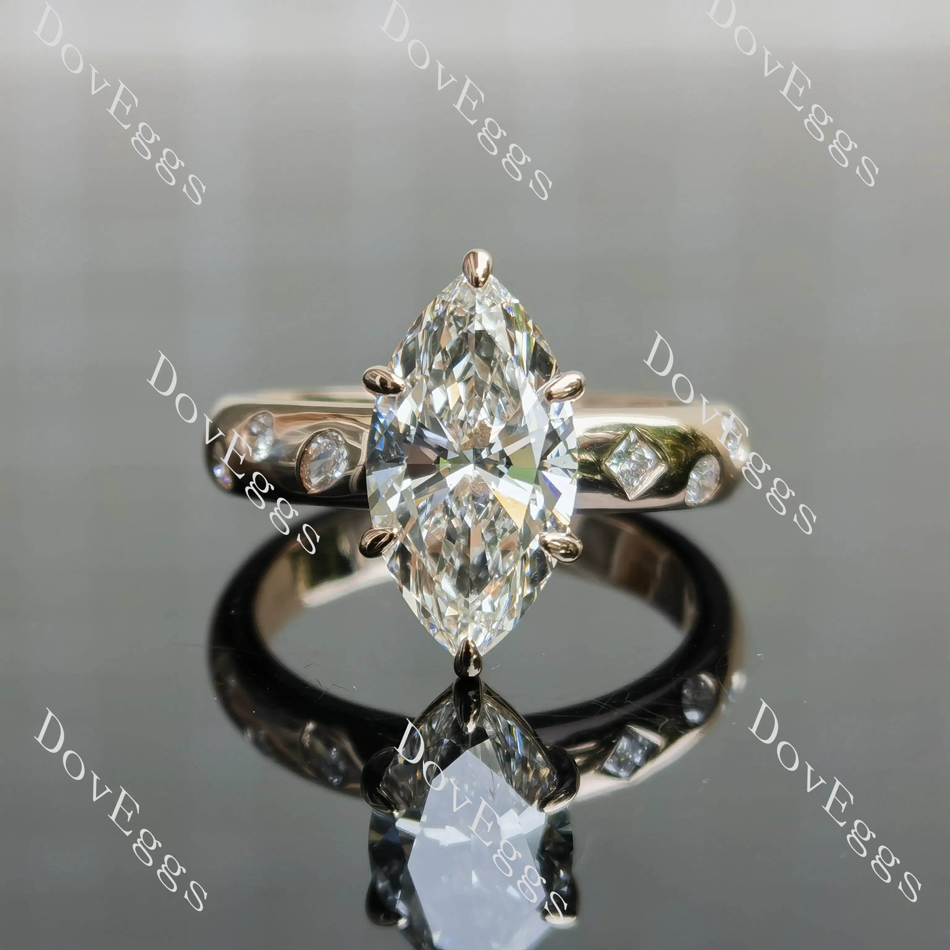 Marquise art deco moissanite engagement ring| DovEggs