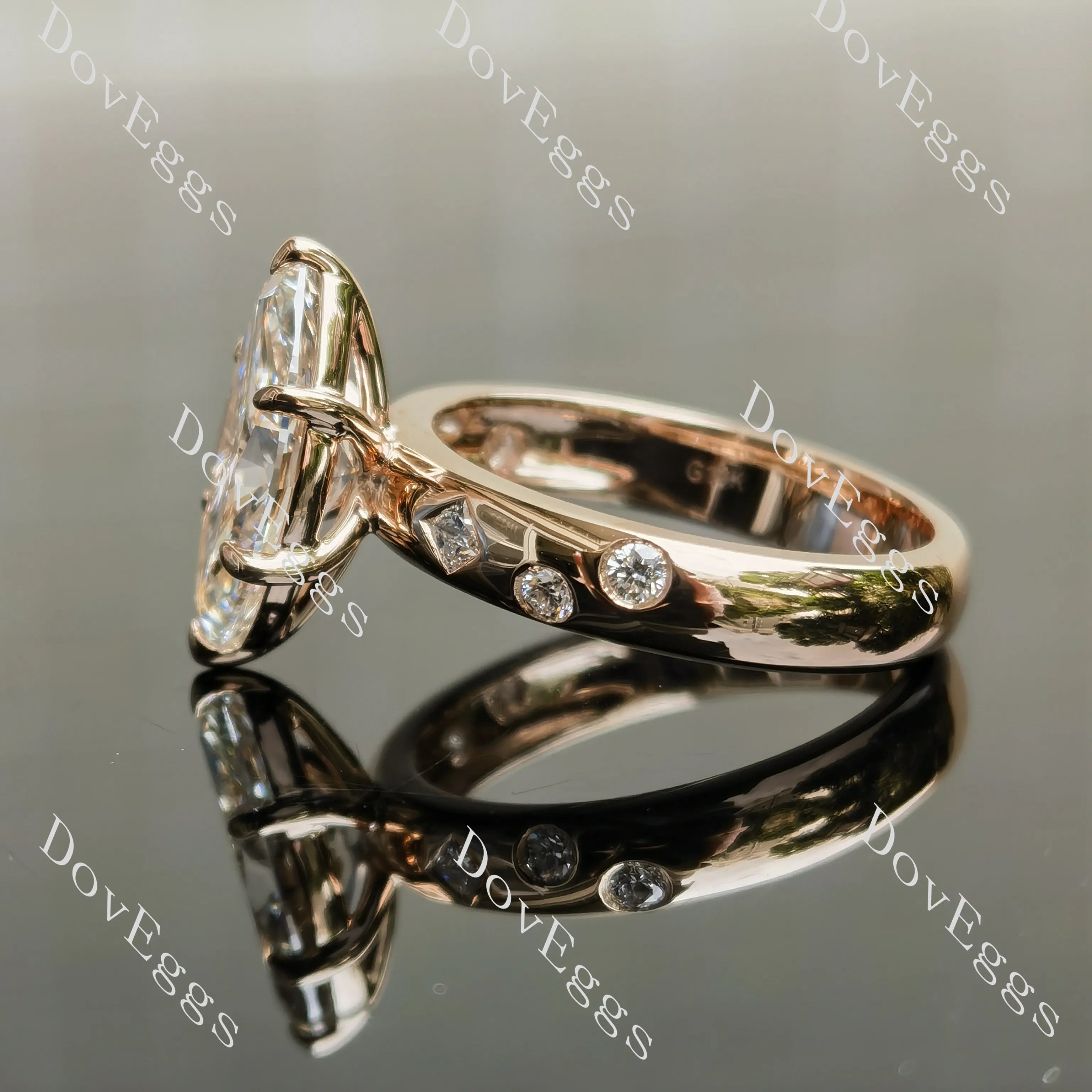 Marquise art deco moissanite engagement ring| DovEggs