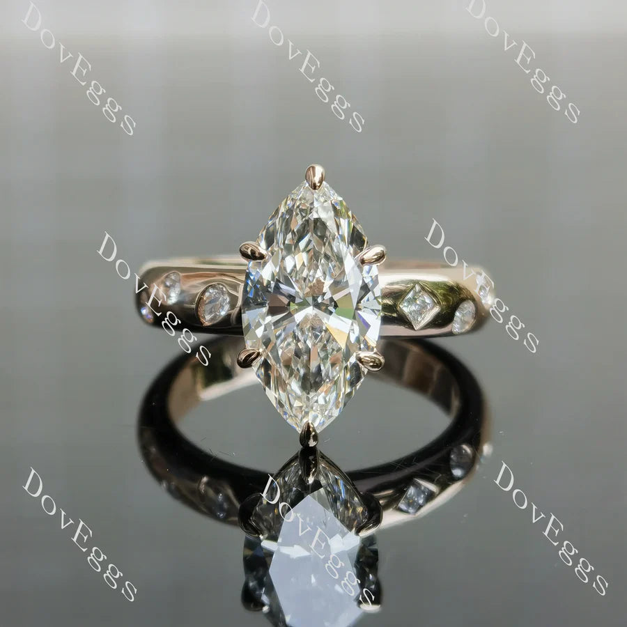 Art deco pave lab diamond engagement ring semi-mount only(Exclusively to DovEggs Stones)