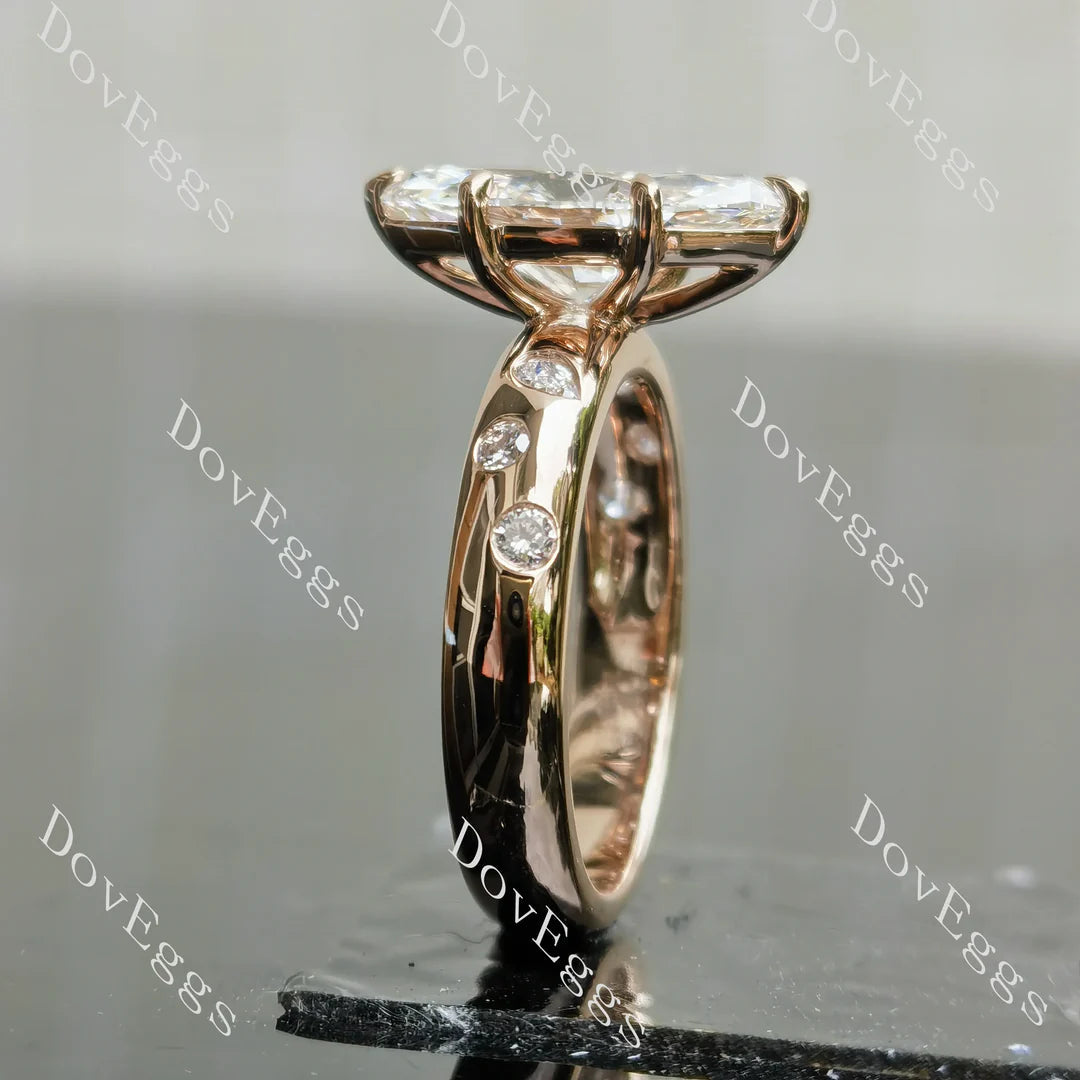 Art deco pave lab diamond engagement ring semi-mount only(Exclusively to DovEggs Stones)