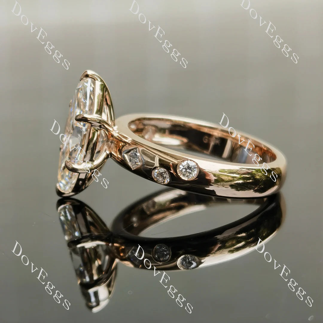 Art deco pave lab diamond engagement ring semi-mount only(Exclusively to DovEggs Stones)