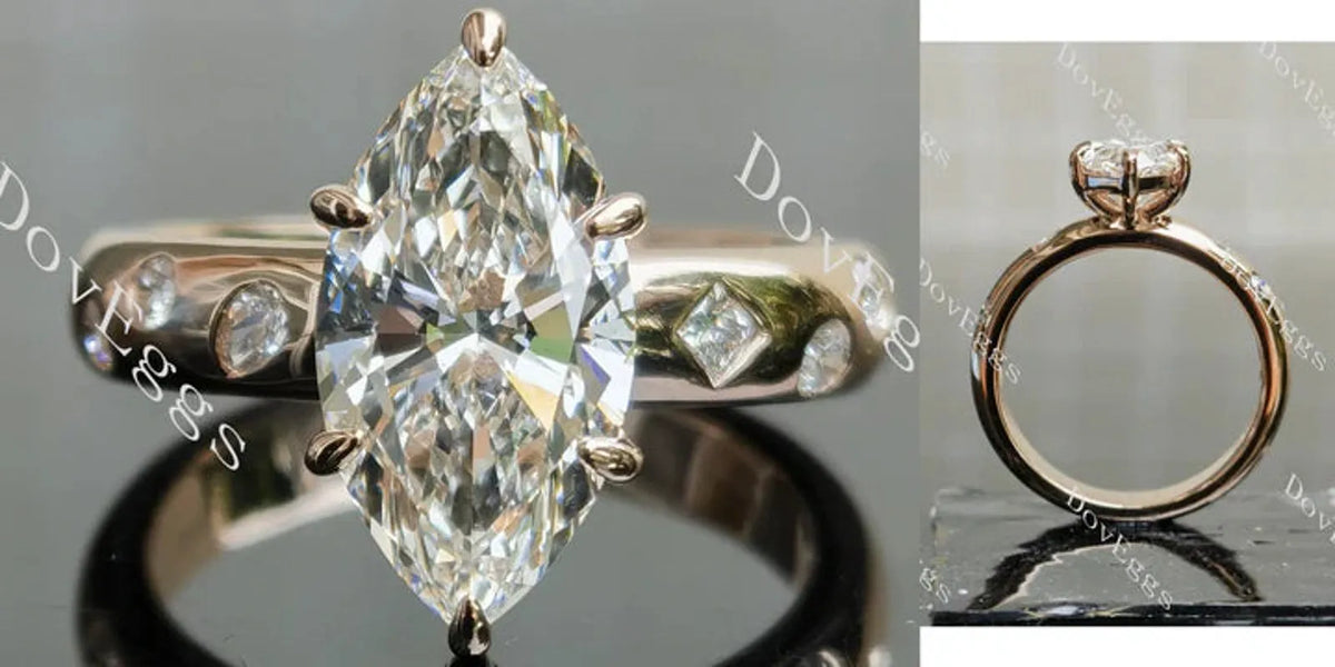 Art deco pave lab diamond engagement ring semi-mount only(Exclusively to DovEggs Stones)