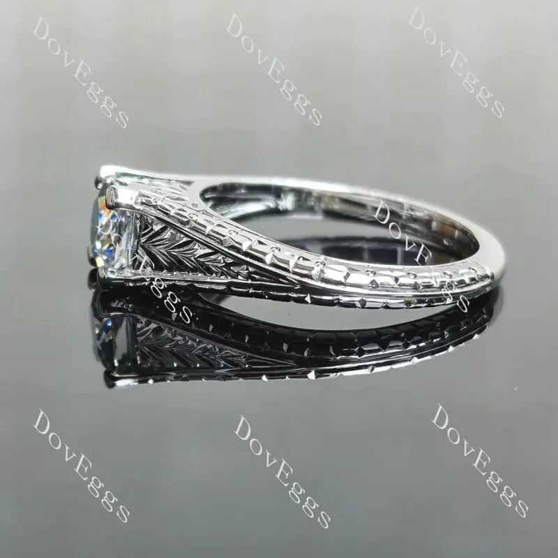 Solitaire carved lab diamond engagement ring semi-mount only(Exclusively to DovEggs Stones)