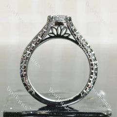 Solitaire carved lab diamond engagement ring semi-mount only(Exclusively to DovEggs Stones)
