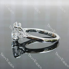 Oval side stones hidden halo moissanite engagement ring| DovEggs