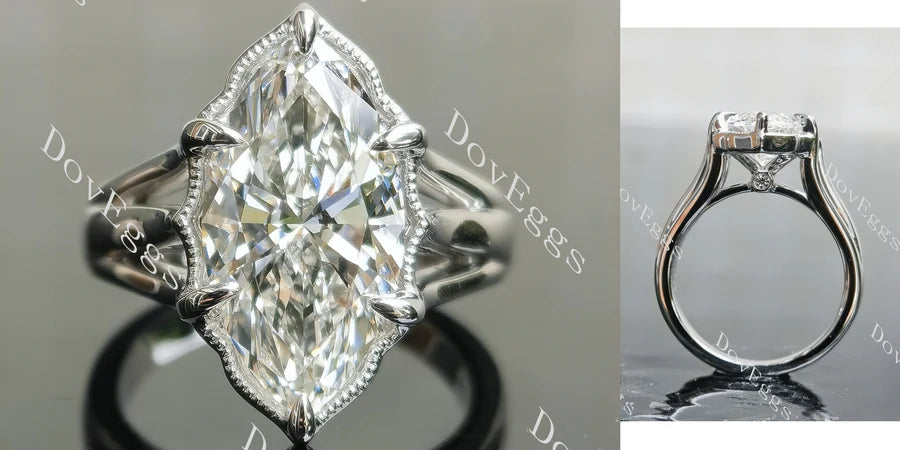 Split shanks vintage lab diamond engagement ring semi-mount only(Exclusively to DovEggs Stones)