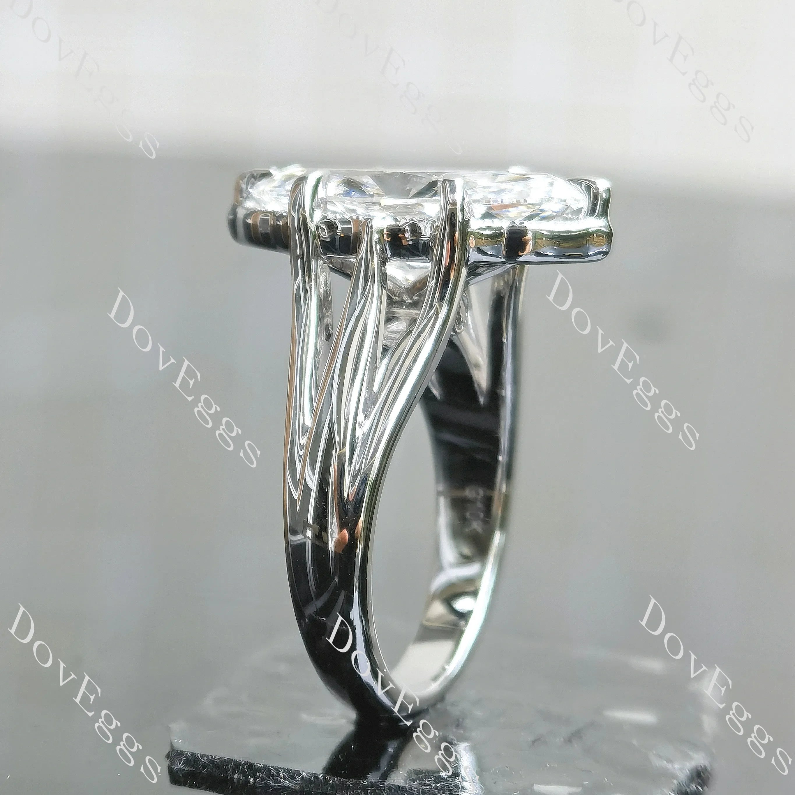 Marquise split shanks vintage moissanite engagement ring| DovEggs