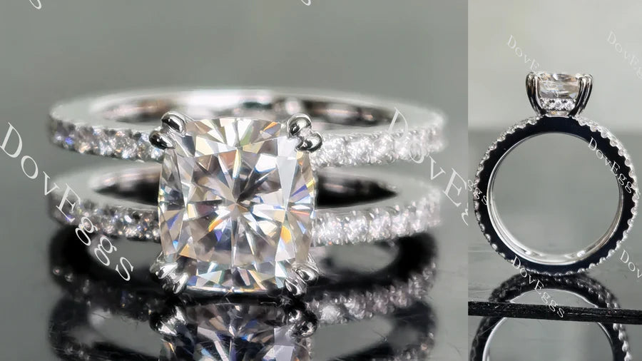 Doveggs full eternity two pave engagement ring only semi-mount only(Exclusively to DovEggs Stones)