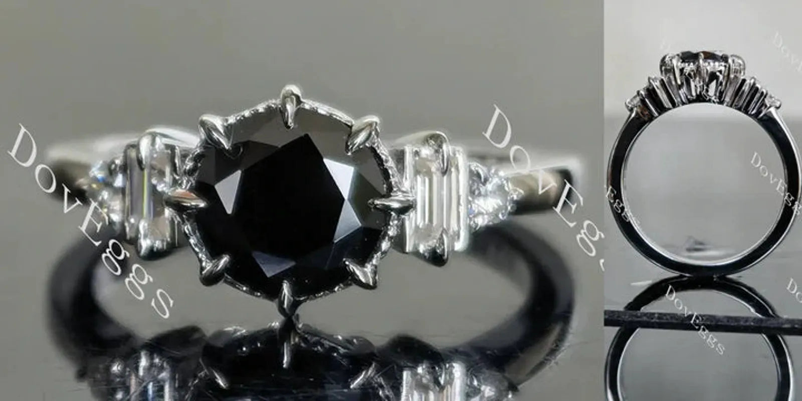 Doveggs side stones engagement ring semi-mount only(Exclusively to DovEggs Stones)